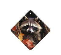 Lot de 4 désodorisants de voiture à suspendre - Cartes parfumées - Tablettes d'aromathérapie de voiture - Raton laveur dans le trou d'arbre d'automne - Désodorisant de voiture - Pendentif miroir