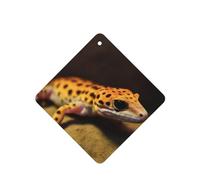 Lot de 4 désodorisants de voiture à suspendre - Cartes parfumées - Tablettes d'aromathérapie - Léopard - Petit gecko - Désodorisant de voiture - Pendentif miroir - Cadeaux pour homme et femme