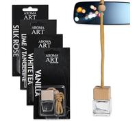 Lot de 4 désodorisants de voiture à suspendre - Diffuseur de parfum à suspendre au rétroviseur intérieur - Diffuseur de parfum de voiture - Diffuseur de parfum à suspendre dans un flacon en verre