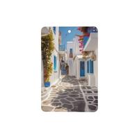 Lot de 4 désodorisants de voiture à suspendre - Motif rue Grèce - Amusants - Longue durée - Pour homme et femme