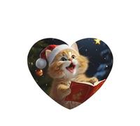 Lot de 4 désodorisants de voiture à suspendre, pastilles parfumées, motif chat mignon chantant des chants de Noël, à fixer au rétroviseur intérieur, pour femmes et hommes.