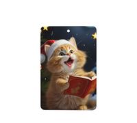 Lot de 4 désodorisants de voiture à suspendre, pastilles parfumées, motif chat mignon chantant des chants de Noël, à fixer au rétroviseur intérieur, pour femmes et hommes.