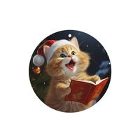 Lot de 4 désodorisants de voiture à suspendre, pastilles parfumées, motif chat mignon chantant des chants de Noël, à fixer au rétroviseur intérieur, pour femmes et hommes.