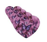 Lot de 4 désodorisants de voiture « All Butterflies Are on Purple Background » - Amusants à suspendre - Longue durée - Pour miroir - Cadeau pour homme et femme - Forme de cœur