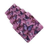 Lot de 4 désodorisants de voiture « All Butterflies Are on Purple Background » - Pour voiture - Mignon - Longue durée - Parfumé - Décoration à suspendre - Cadeau pour homme et femme - Carré