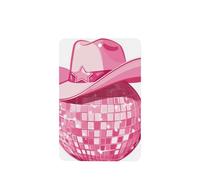 Lot de 4 désodorisants de voiture avec chapeau de cowgirl rose sur boule disco - Cartes parfumées à suspendre - Pour tablettes d'aromathérapie de voiture