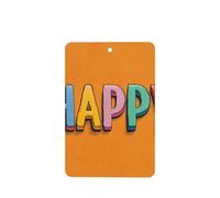 Lot de 4 désodorisants de voiture avec inscription « Word Happy In Colorful Letters on Orange » - Cartes parfumées à suspendre - Pour tablettes d'aromathérapie de voiture
