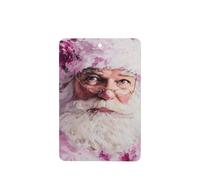 Lot de 4 désodorisants de voiture avec motif Père Noël rose avec fleur sur chapeau - Cartes parfumées à suspendre - Pour tablettes d'aromathérapie de voiture