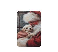 Lot de 4 désodorisants de voiture avec motif Père Noël tenant un petit chien - Cartes parfumées à suspendre - Pour tablettes d'aromathérapie de voiture