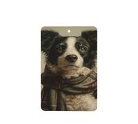 Lot de 4 désodorisants de voiture Border Collie portant une écharpe à carreaux - Cartes parfumées à suspendre - Cartes parfumées pour tablettes d'aromathérapie de voiture