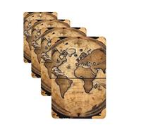 Lot de 4 désodorisants de voiture - Carte du monde antique - Cartes parfumées à suspendre - Parfum durable - Tablettes d'aromathérapie de voiture - Pendentif de rétroviseur pour armoire à chaussures