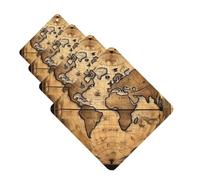 Lot de 4 désodorisants de voiture - Carte du monde antique - Cartes parfumées à suspendre - Parfum durable - Tablettes d'aromathérapie de voiture - Pendentif de rétroviseur pour armoire à chaussures