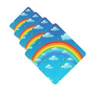 Lot de 4 désodorisants de voiture - Cartes parfumées à suspendre - Nuages arc-en-ciel - Gouttes de pluie - Parfum durable - Tablettes d'aromathérapie de voiture - Pendentif pour rétroviseur de voiture