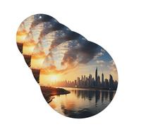 Lot de 4 désodorisants de voiture décoratifs pour voiture - Longue durée - Parfum New York au coucher du soleil - Tablettes d'aromathérapie pour rétroviseur - Pour homme et femme