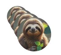 Lot de 4 désodorisants de voiture en forme d'animal Paresseux mon esprit - Amusants à suspendre - Longue durée - Pour miroir - Cadeau pour homme et femme - Forme ronde