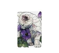 Lot de 4 désodorisants de voiture en forme de chat blanc et fleurs de pensées violettes à suspendre, cartes parfumées pour tablettes d'aromathérapie de voiture