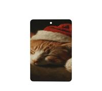 Lot de 4 désodorisants de voiture en forme de chat endormi portant un chapeau de Père Noël - Cartes parfumées à suspendre - Cartes parfumées pour voiture, aromathérapie, tablettes
