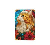 Lot de 4 désodorisants de voiture en forme de chat orange portant un chapeau de Père Noël - Cartes parfumées à suspendre - Cartes parfumées pour voiture, aromathérapie