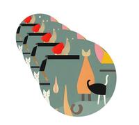 Lot de 4 désodorisants de voiture en forme de chats d'art moderne du milieu du siècle - Amusants à suspendre - Longue durée - Pour miroir - Cadeau pour homme et femme - Forme ronde