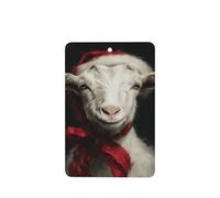 Lot de 4 désodorisants de voiture en forme de chèvre portant un chapeau de Père Noël et un nœud - Cartes parfumées à suspendre - Cartes parfumées pour tablettes d'aromathérapie de voiture