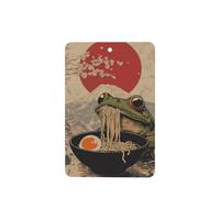 Lot de 4 désodorisants de voiture en forme de grenouille japonaise mangeant un bol de ramen - Cartes parfumées à suspendre - Cartes parfumées pour tablettes d'aromathérapie de voiture