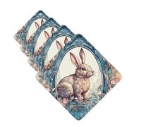 Lot de 4 désodorisants de voiture en forme de lapin dans le cadre - Amusants - À suspendre - Longue durée - Pour miroir - Cadeau pour homme et femme - Carré