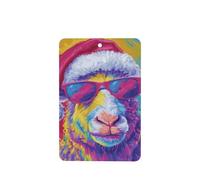 Lot de 4 désodorisants de voiture en forme de mouton portant un chapeau de Père Noël avec lunettes de soleil - Cartes parfumées à suspendre - Pour tablettes d'aromathérapie de voiture