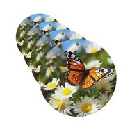 Lot de 4 désodorisants de voiture en forme de papillon sur marguerite - Forme ronde à suspendre - Cartes parfumées - Pour voiture, maison, bureau, placard, salle de bain