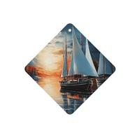 Lot de 4 désodorisants de voiture en forme de paysage de voile - Cadeaux durables pour homme et femme - Tablettes d'aromathérapie à suspendre - Parfum lavande