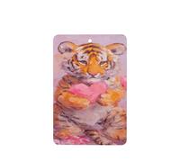 Lot de 4 désodorisants de voiture en forme de petit tigre tenant un cœur rose - Cartes parfumées à suspendre - Cartes parfumées pour tablettes d'aromathérapie de voiture
