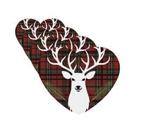 Lot de 4 désodorisants de voiture en tartan avec inscription Merry Christmas Renne - Cartes parfumées à suspendre - Tablettes d'aromathérapie de voiture - Pour armoire, salle de bain, voiture, miroir