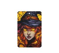 Lot de 4 désodorisants de voiture en verre teinté avec chapeau de sorcière - Cartes parfumées à suspendre - Pour tablettes d'aromathérapie de voiture