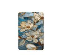 Lot de 4 désodorisants de voiture en verre teinté avec fleurs de magnolia - Cartes parfumées à suspendre - Cartes parfumées pour tablettes d'aromathérapie de voiture