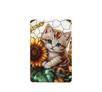 Lot de 4 désodorisants de voiture en verre teinté avec motif chat et tournesol - Cartes parfumées à suspendre - Pour tablettes d'aromathérapie de voiture