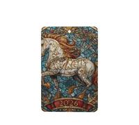 Lot de 4 désodorisants de voiture en verre teinté motif cheval - Cartes parfumées à suspendre - Cartes parfumées pour tablettes d'aromathérapie de voiture