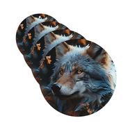 Lot de 4 désodorisants de voiture - Feuilles d'automne et loup - Cartes parfumées à suspendre - Parfum durable - Tablettes d'aromathérapie de voiture - Pendentif pour rétroviseur de voiture, armoire à