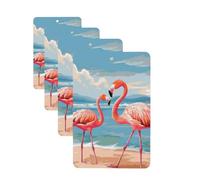 Lot de 4 désodorisants de voiture Flamingo Beach - Cartes parfumées à suspendre - Longue durée - Pour armoire, salle de bain, voiture, miroir intérieur