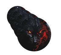 Lot de 4 désodorisants de voiture - Grand loup noir avec yeux rouges - Cartes parfumées à suspendre - Parfum durable - Tablettes d'aromathérapie de voiture - Pendentif pour rétroviseur de voiture