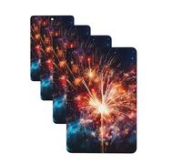 Lot de 4 désodorisants de voiture - Longue durée - Double face - À suspendre - Carte parfumée - Explosion de feux d'artifice - Tablettes d'aromathérapie - Pour rétroviseur de voiture - Pendentif pour