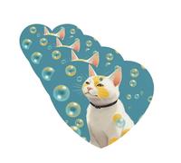 Lot de 4 désodorisants de voiture « Many Bubbles And A Cat » - Amusants à suspendre - Longue durée - Pour miroir - Cadeau pour homme et femme - Forme de cœur