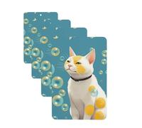 Lot de 4 désodorisants de voiture « Many Bubbles And A Cat » - Amusants à suspendre - Longue durée - Pour miroir - Cadeau pour homme et femme - Rectangulaire