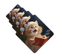 Lot de 4 désodorisants de voiture - Motif chat mignon - Chants de Noël - Cartes parfumées à suspendre - Parfum durable - Tablettes d'aromathérapie de voiture - Pendentif de rétroviseur pour armoire à