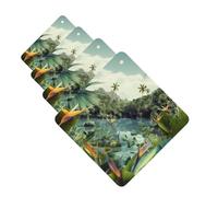 Lot de 4 désodorisants de voiture motif paysage tropical pour homme et femme - Accessoires de voiture mignons - Diffuseur de parfum durable à suspendre - Tablettes d'aromathérapie pour voiture