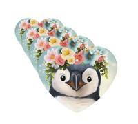 Lot de 4 désodorisants de voiture personnalisés en forme de pingouin portant des fleurs - Cadeaux pour homme et femme - Tablettes d'aromathérapie - Cartes parfumées à suspendre pour garde-robe et