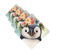 Lot de 4 désodorisants de voiture personnalisés en forme de pingouin portant des fleurs - Cadeaux pour homme et femme - Tablettes d'aromathérapie - Cartes parfumées à suspendre pour garde-robe et