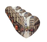 Lot de 4 désodorisants de voiture Rainy Street in Paris - Cartes parfumées à suspendre - Tablettes d'aromathérapie pour voiture, armoire, salle de bain, voiture, miroir intérieur