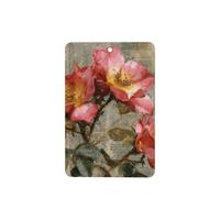 Lot de 4 désodorisants de voiture - Roses d'automne sur papier journal vintage - Cartes parfumées à suspendre - Cartes parfumées pour tablettes d'aromathérapie de voiture