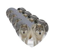 Lot de 4 désodorisants de voiture « Two Wolves Walking in the Snow » - Cartes parfumées à suspendre - Tablettes d'aromathérapie de voiture - Pour armoire, salle de bain, voiture, miroir intérieur