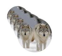Lot de 4 désodorisants de voiture « Two Wolves Walking in the Snow » - Cartes parfumées à suspendre - Tablettes d'aromathérapie de voiture - Pour armoire, salle de bain, voiture, miroir intérieur