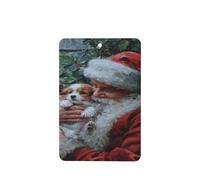 Lot de 4 désodorisants de voiture vintage avec motif Père Noël tenant un petit chien - Cartes parfumées à suspendre - Pour tablettes d'aromathérapie de voiture